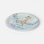 Assiettes En Carton girafe bleu populaire fleurs d'aquarelle safari (Angle)