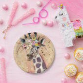 Assiettes En Carton Girafe de Klimt | orné en fleurs (Fête)