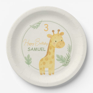 Assiettes En Carton Girafe Mignonne de Safari Fête d'Anniversaire pour