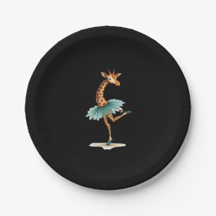 Assiettes En Carton Girafe mignonne en tutu dansant en ballerine, gif