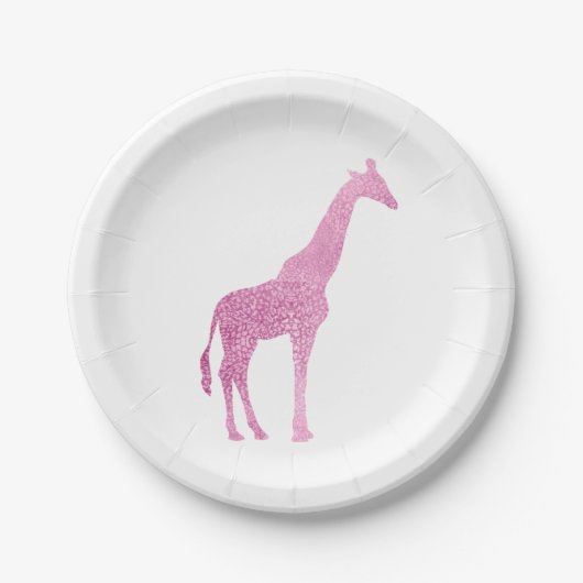 Assiettes En Carton Girafe rose (Devant)