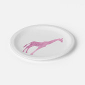Assiettes En Carton Girafe rose (Angle)