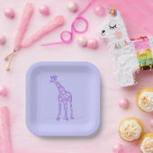 Assiettes En Carton girafe violette (Fête)