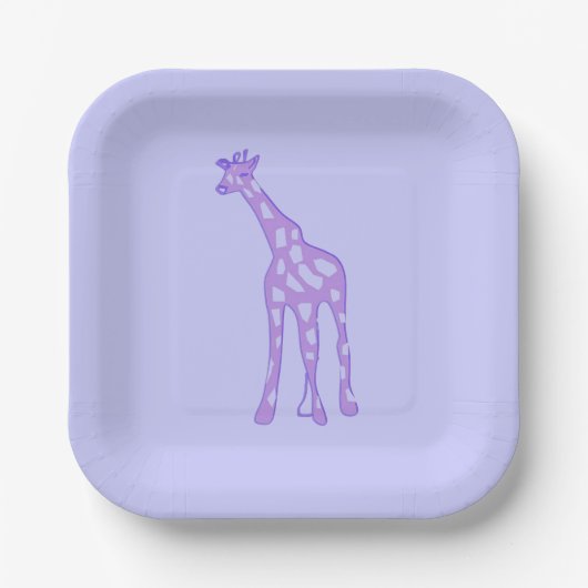 Assiettes En Carton girafe violette (Recto)