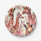Assiettes En Carton Giraffe à l'aquarelle (Devant)
