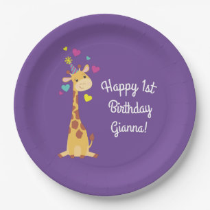 Assiettes En Carton Giraffe Anniversaire de enfant Party Cute