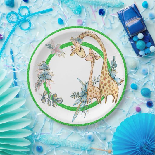Assiettes En Carton Giraffe Baby Party Biens Plaque en papier (Fête)