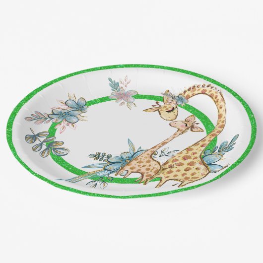 Assiettes En Carton Giraffe Baby Party Biens Plaque en papier (Angle)