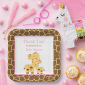 Assiettes En Carton Giraffe Baby shower fille rose (Fête)
