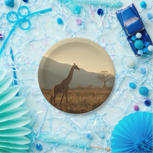 Assiettes En Carton Giraffe dans la Savannah (Fête)