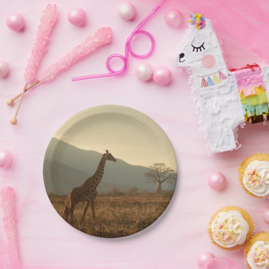 Assiettes En Carton Giraffe dans la Savannah (Fête)