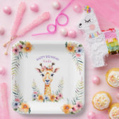 Assiettes En Carton Giraffe de bébé en fleurs Fête d'anniversaire de f (Fête)