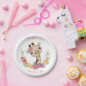 Assiettes En Carton Giraffe de la petite fille rose (Fête)