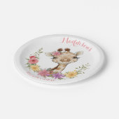 Assiettes En Carton Giraffe de la petite fille rose (Angle)