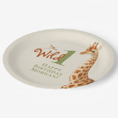 Assiettes En Carton Giraffe d'une jungle sauvage 1er anniversaire (Angle)
