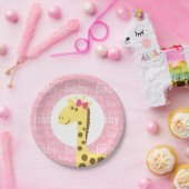 Assiettes En Carton Giraffe en Baby shower de cabot rose pour fille (Fête)