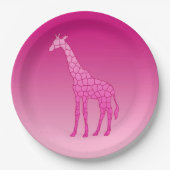 Assiettes En Carton Giraffe géométrique moderne, Fuchsia et rose clair (Devant)