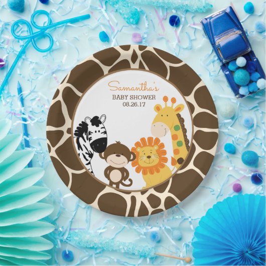Assiettes En Carton Giraffe Imprimer Jungle Safari Animaux Plaques en  (Fête)