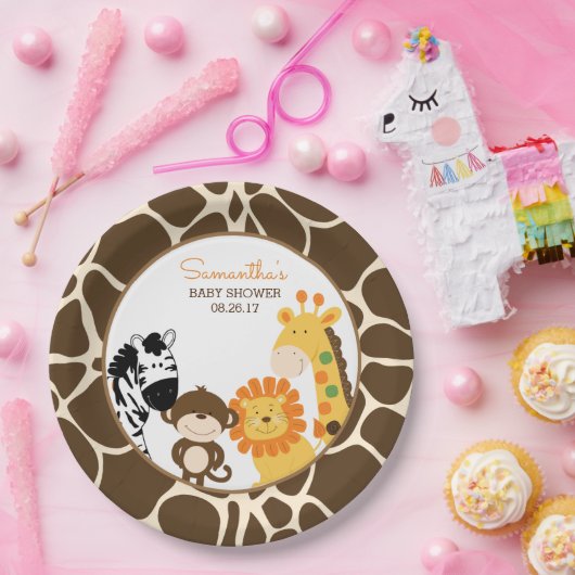 Assiettes En Carton Giraffe Imprimer Jungle Safari Animaux Plaques en  (Fête)
