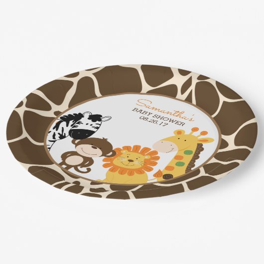 Assiettes En Carton Giraffe Imprimer Jungle Safari Animaux Plaques en  (Angle)