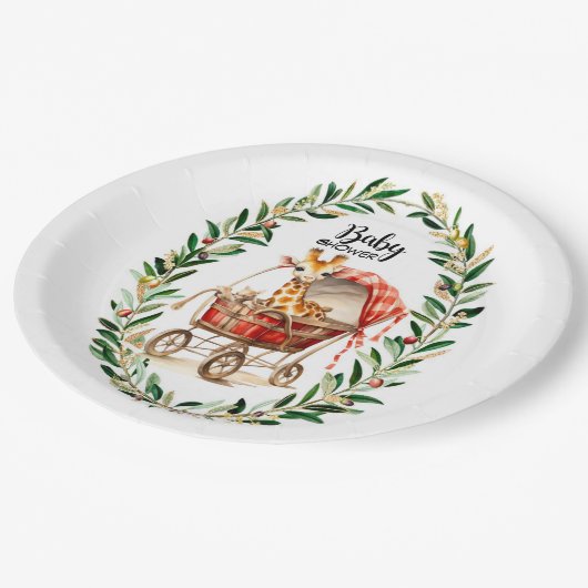 Assiettes En Carton Giraffe mignonne dans le Baby shower d'hiver de Ca (Angle)