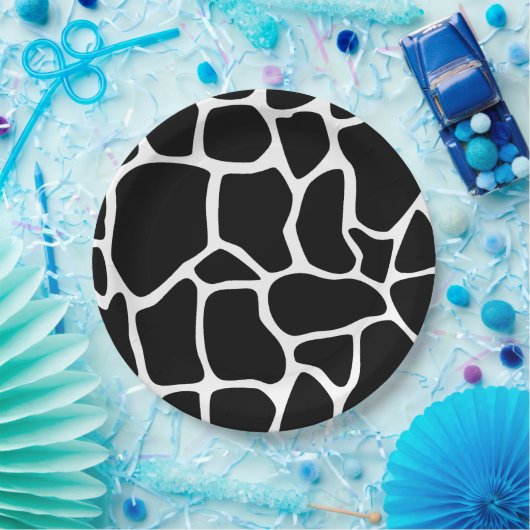 Assiettes En Carton Giraffe noir et blanc (Fête)