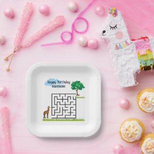Assiettes En Carton Giraffe personnalisation du labyrinthe d'anniversa