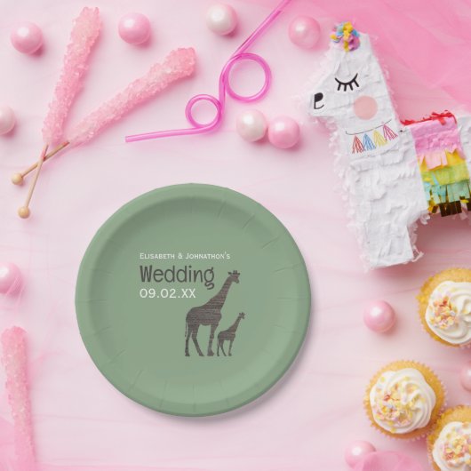 Assiettes En Carton Giraffe Safari d'argile, Mariage rustique (Fête)