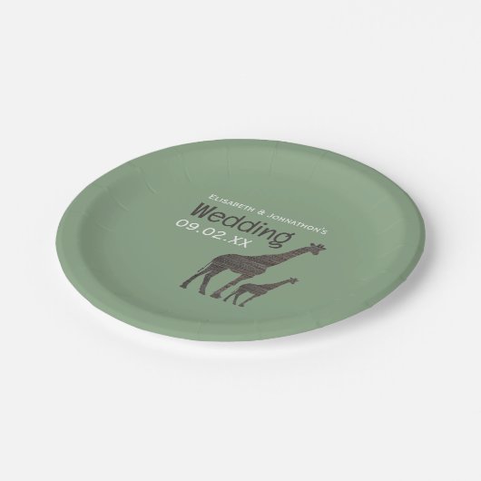 Assiettes En Carton Giraffe Safari d'argile, Mariage rustique (Angle)