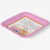 Assiettes En Carton Girl A Little Camper RV Camper Baby shower rose (Angulaire)