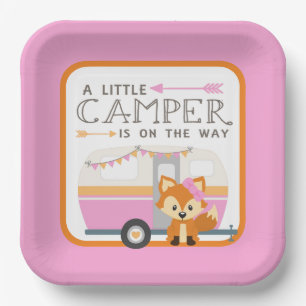 Assiettes En Carton Girl A Little Camper RV Camper Baby shower rose