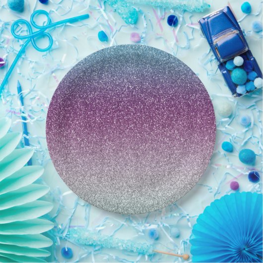 Assiettes En Carton Girl Aqua Mint mauve Pink Parties scintillant ombr (Fête)