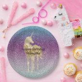 Assiettes En Carton Girl Aqua Purple Mint Parties scintillant rose omb (Fête)