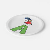 Assiettes En Carton Girl Dancing on Green Letter A Fun Alphabet (Angle)