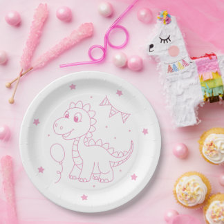 Assiettes En Carton girl dinosaur birthday party cute