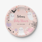 Assiettes En Carton Girl Ghost Little Boo est due Baby shower d'Hallow (Devant)