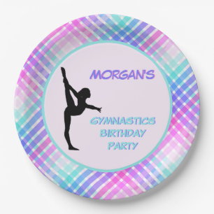 Assiettes En Carton Girls Gymnastique Anniversaire Pretty Pastel Plaid