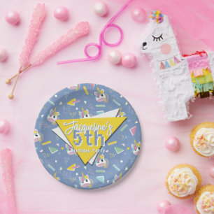 Assiettes En Carton Girls Retro Purple Unicorn Anniversaire