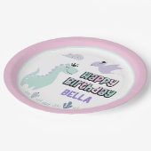 Assiettes En Carton Girly Dinosaur A-Roar able Joyeux Anniversaire (Angle)