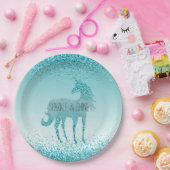 Assiettes En Carton Girly Glitz Aqua Turquoise Parties scintillant Uni (Fête)
