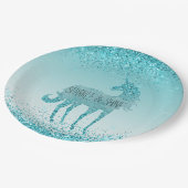 Assiettes En Carton Girly Glitz Aqua Turquoise Parties scintillant Uni (Angle)