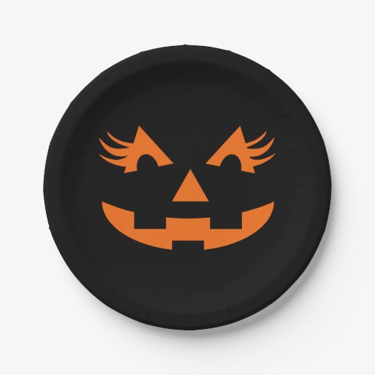 Assiettes En Carton Girly Jack-o'-lantern Halloween (Devant)