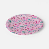 Assiettes En Carton Girly Pink Summer Beach Watercolor Pattern (Angle)