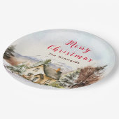 Assiettes En Carton Gîte de vacances d'hiver Joyeux Noël (Angle)