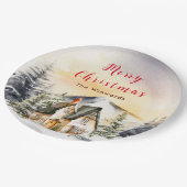 Assiettes En Carton Gîte de vacances d'hiver Joyeux Noël (Angle)