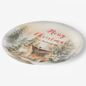 Assiettes En Carton Gîte de vacances d'hiver Joyeux Noël (Angle)