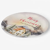 Assiettes En Carton Gîte de vacances d'hiver Joyeux Noël (Angle)