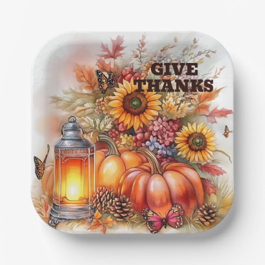 Assiettes En Carton Give Thanks – Lantern Glow  (Recto)