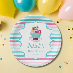 Assiettes En Carton Glace à l'eau colorée Baby Shower