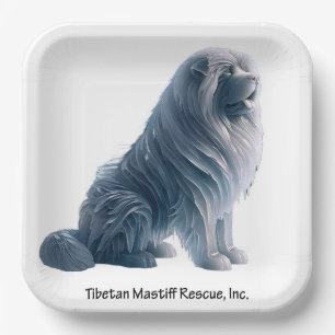 Assiettes En Carton glace assise Tibétain Mastiff plaque papier 9"²